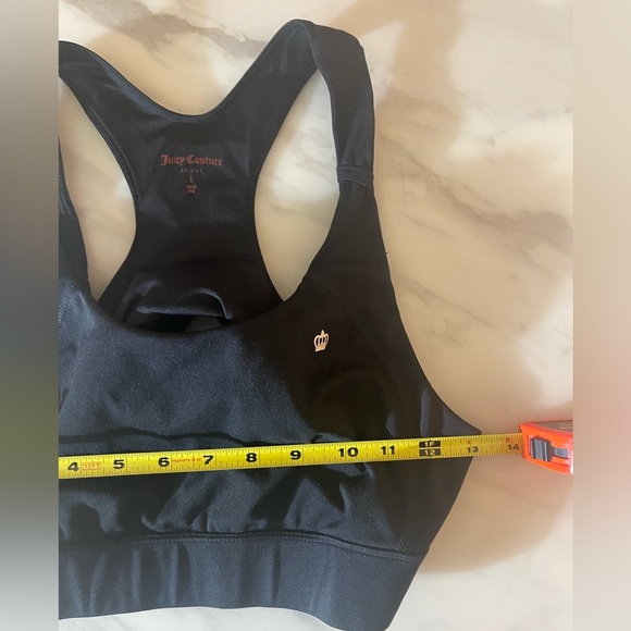 Juicy Couture Sport Black Racerback Sports Bra Crown Logo Size L - Picture 7 of 8